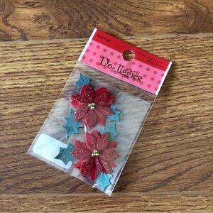 Red poinsettia scrapbooking stickers